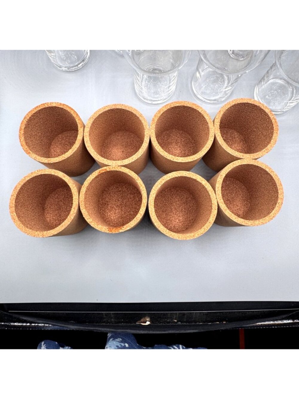 Vintage IKEA Tumbler Glass Cork Base Sleeve 10oz Stackable Set of 7 Portugal - Picture 16 of 16